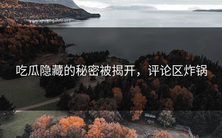 吃瓜隐藏的秘密被揭开，评论区炸锅
