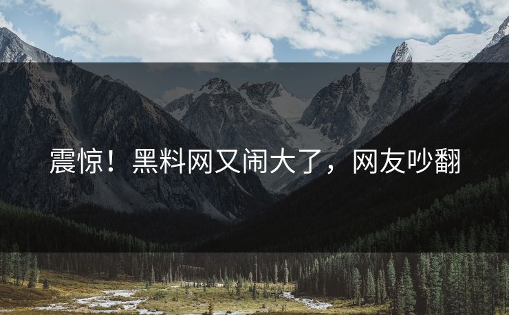震惊！黑料网又闹大了，网友吵翻