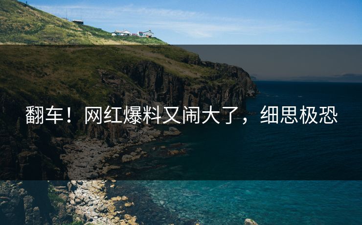 翻车！网红爆料又闹大了，细思极恐