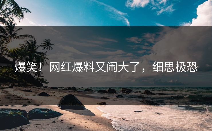 爆笑！网红爆料又闹大了，细思极恐