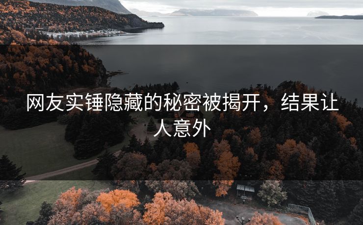 网友实锤隐藏的秘密被揭开，结果让人意外