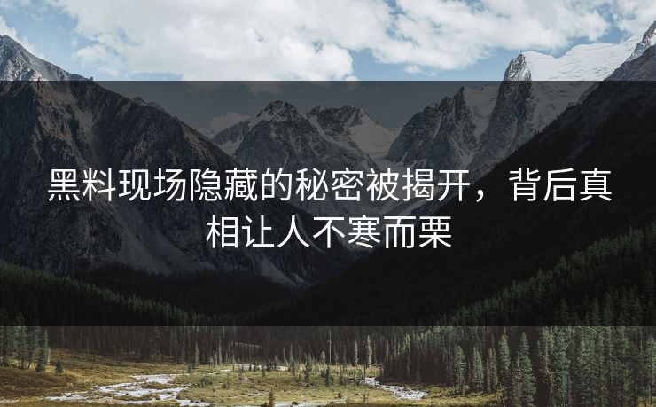 黑料现场隐藏的秘密被揭开，背后真相让人不寒而栗