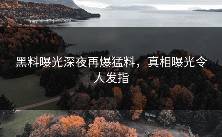 黑料曝光深夜再爆猛料，真相曝光令人发指