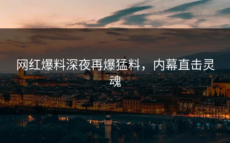 网红爆料深夜再爆猛料，内幕直击灵魂
