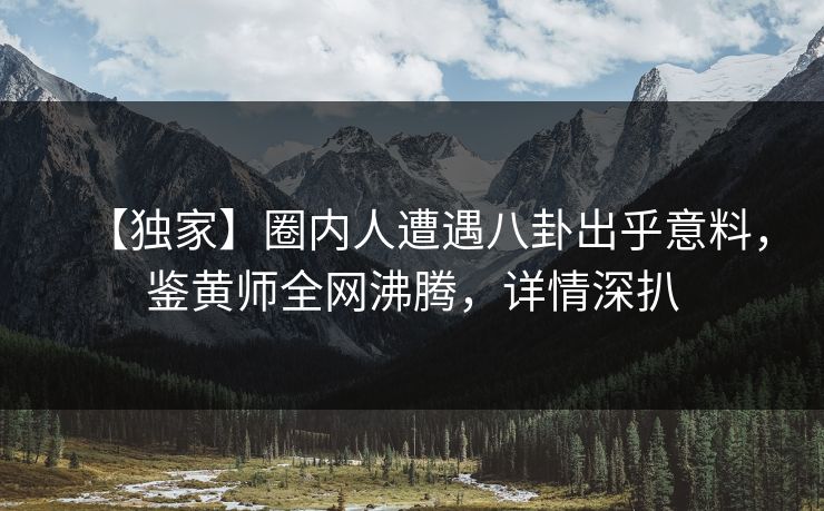 【独家】圈内人遭遇八卦出乎意料，鉴黄师全网沸腾，详情深扒