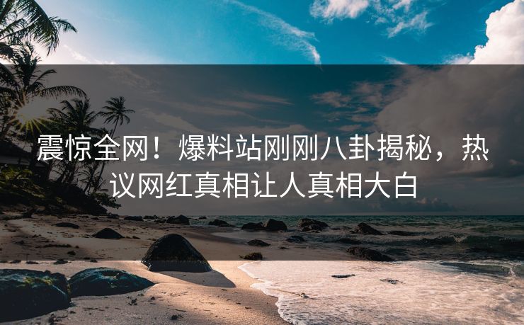 震惊全网！爆料站刚刚八卦揭秘，热议网红真相让人真相大白