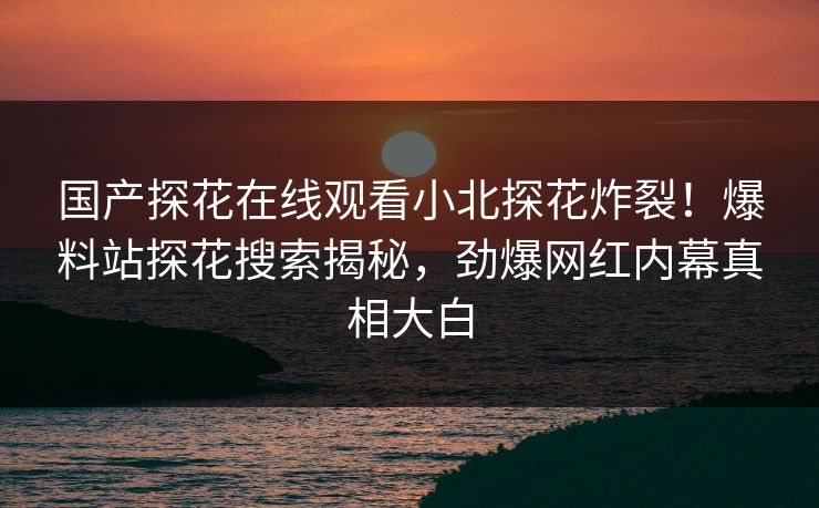 国产探花在线观看小北探花炸裂！爆料站探花搜索揭秘，劲爆网红内幕真相大白