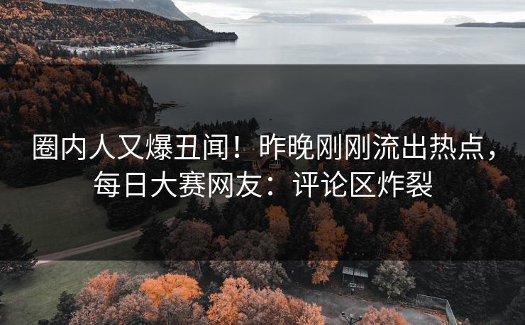 圈内人又爆丑闻！昨晚刚刚流出热点，每日大赛网友：评论区炸裂