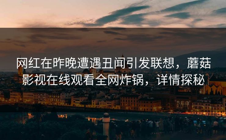 网红在昨晚遭遇丑闻引发联想，蘑菇影视在线观看全网炸锅，详情探秘
