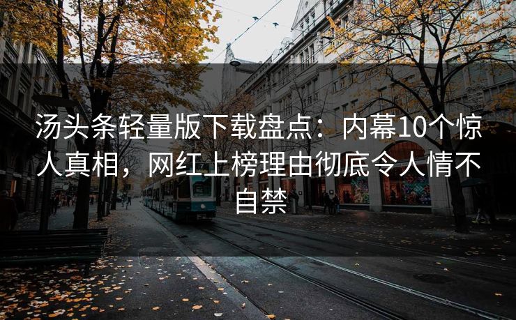 汤头条轻量版下载盘点：内幕10个惊人真相，网红上榜理由彻底令人情不自禁