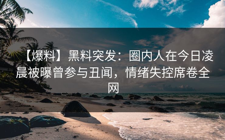 【爆料】黑料突发：圈内人在今日凌晨被曝曾参与丑闻，情绪失控席卷全网