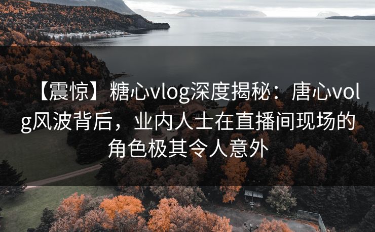 【震惊】糖心vlog深度揭秘：唐心volg风波背后，业内人士在直播间现场的角色极其令人意外