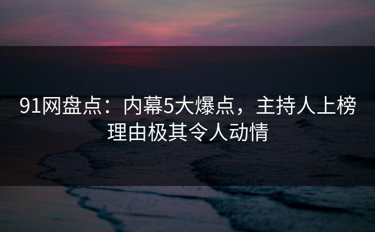 91网盘点：内幕5大爆点，主持人上榜理由极其令人动情